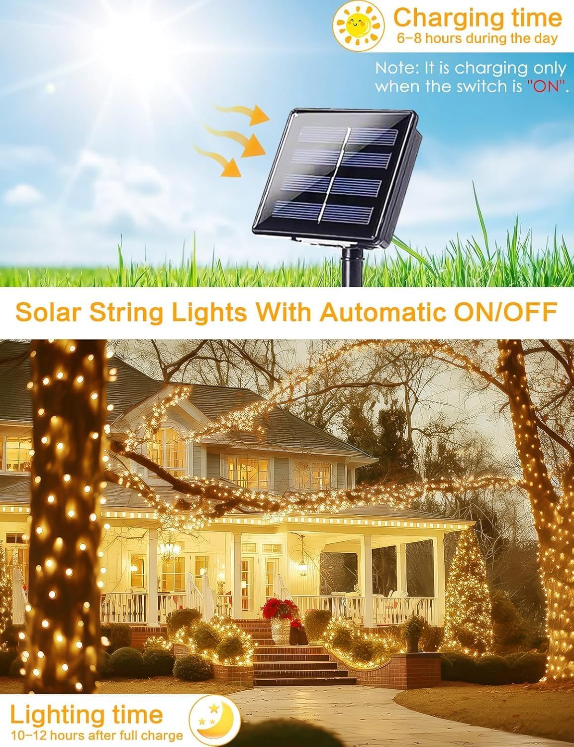 Solar String Lights Outdoor, 4 Pack 160FT 400 LED Solar Twinkle Lights for Outside Waterproof Copper Wire with 8 Modes Solar Fairy Lights for Garden Yard Wedding Christmas Tree Decor (Warm White)