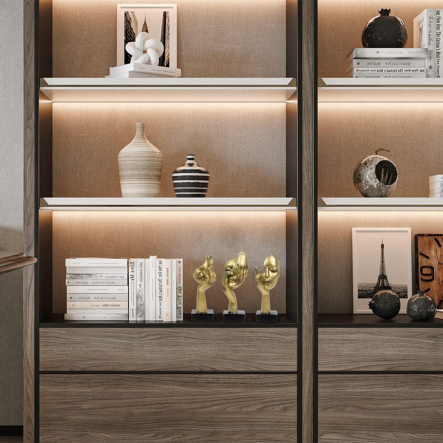 3 Pcs Thinker Statue,Modern Home Resin Sculptures,Collectible Figurines for Home Office Bookshelf Desktop Decor(Golden)