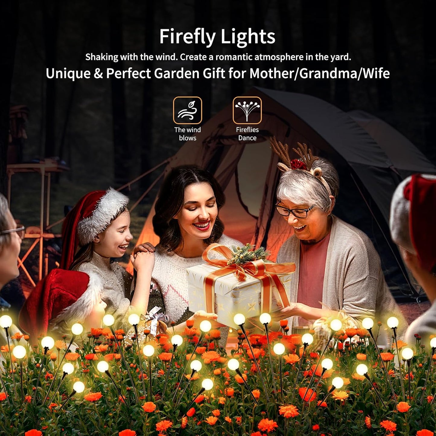 Solar Lights Outdoor Waterproof, 8 Packs 64LED, Solar Garden Lights, Garden Decor, Patio Decor, Unique Gifts for Women, Gifts for Grandma