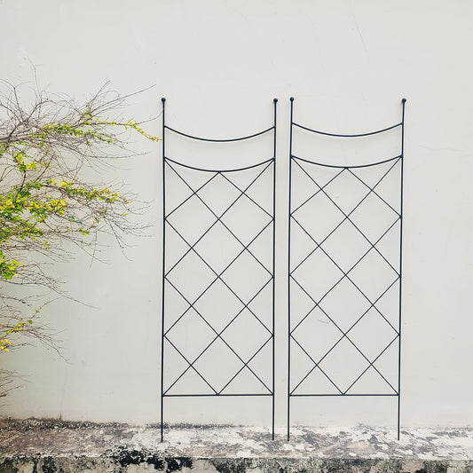 45.3" H x 15" W Metal Garden Trellis for Climbing Plants, Black Iron Trellis for Vines Plant Rose Vegetable Support,Large Decorative Outdoor Trellis，2 Pack