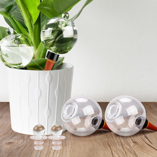 19 oz Extra Large Plant Self Watering Globes Top Fill, Plastic Water Bulbs, Slow Release Terracotta Self Watering Planter Insert, Plant Watering Devices System, Water Spikes Stakes, 4 Pack