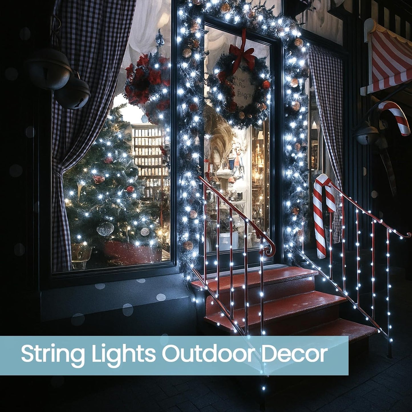 6 Pack 270FT Solar Christmas Lights Outdoor Waterproof, Super Bright 480 LED Solar String Lights with 8 Lighting Modes, Green Wire Twinkle Tree Light for Outside Xmas Party Decor (Cool White)