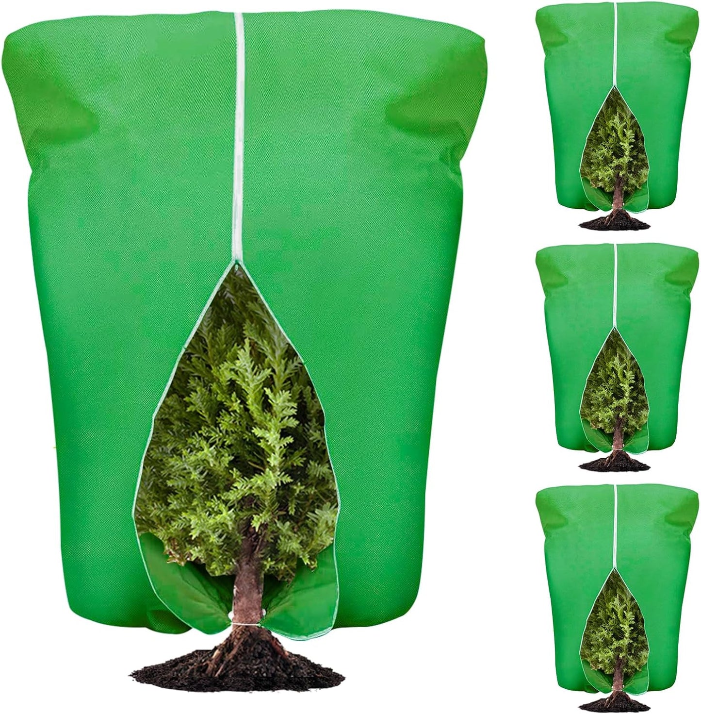 4 Pcs Plant Covers Frost Protection Bag 71" x 47" Winter Reusable Plants Jacket with Drawstring Shrub Protection Wraps Bags Frost Blanket for Winter Outdoor Garden Plants