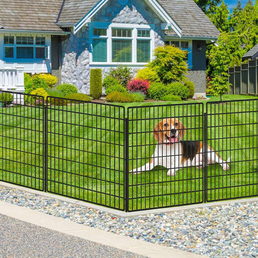 15 Panels Dog Fence Outdoor for Yard, 33 in(H) X 36 ft(L) Decorative Garden Fence Rustproof No Dig Animal Barrier Fencing Metal Wire Panel Border Patio Rabbits Ground Stakes Fencing