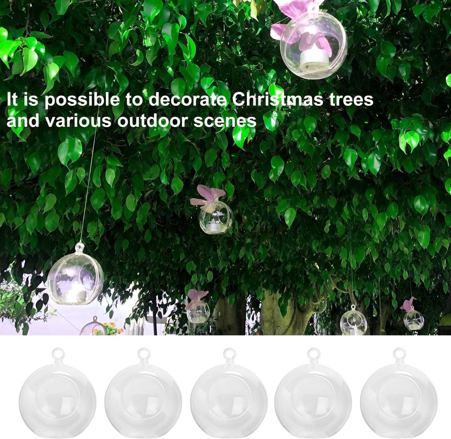 39 Pcs 4 Inch Hanging Glass Globes Orbs, Clear Ornaments Balls, Tealight Candle Holder for Wedding, Christmas, Party, Centerpiece Accessory and Home Decor by KUKLIPJIM.