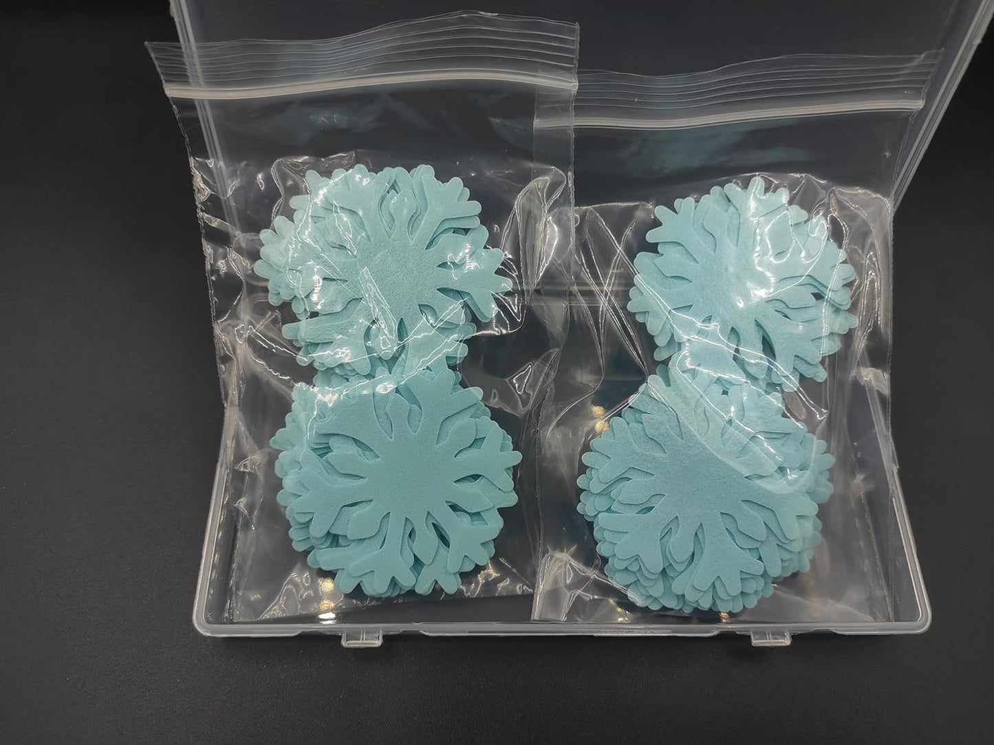 50pcs Edible Blue Snowflakes for Cake Decorating Cupcake Toppers for Christmas Winter frozen Theme Birthday Party Decorations