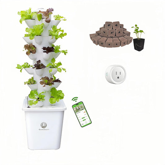 Hydroponic Growing System Kit - Indoor Smart Hydroponic Vertical Garden,Hydroponic Vegetable System,30 Pods,with Pump System and Automatic Timer, White