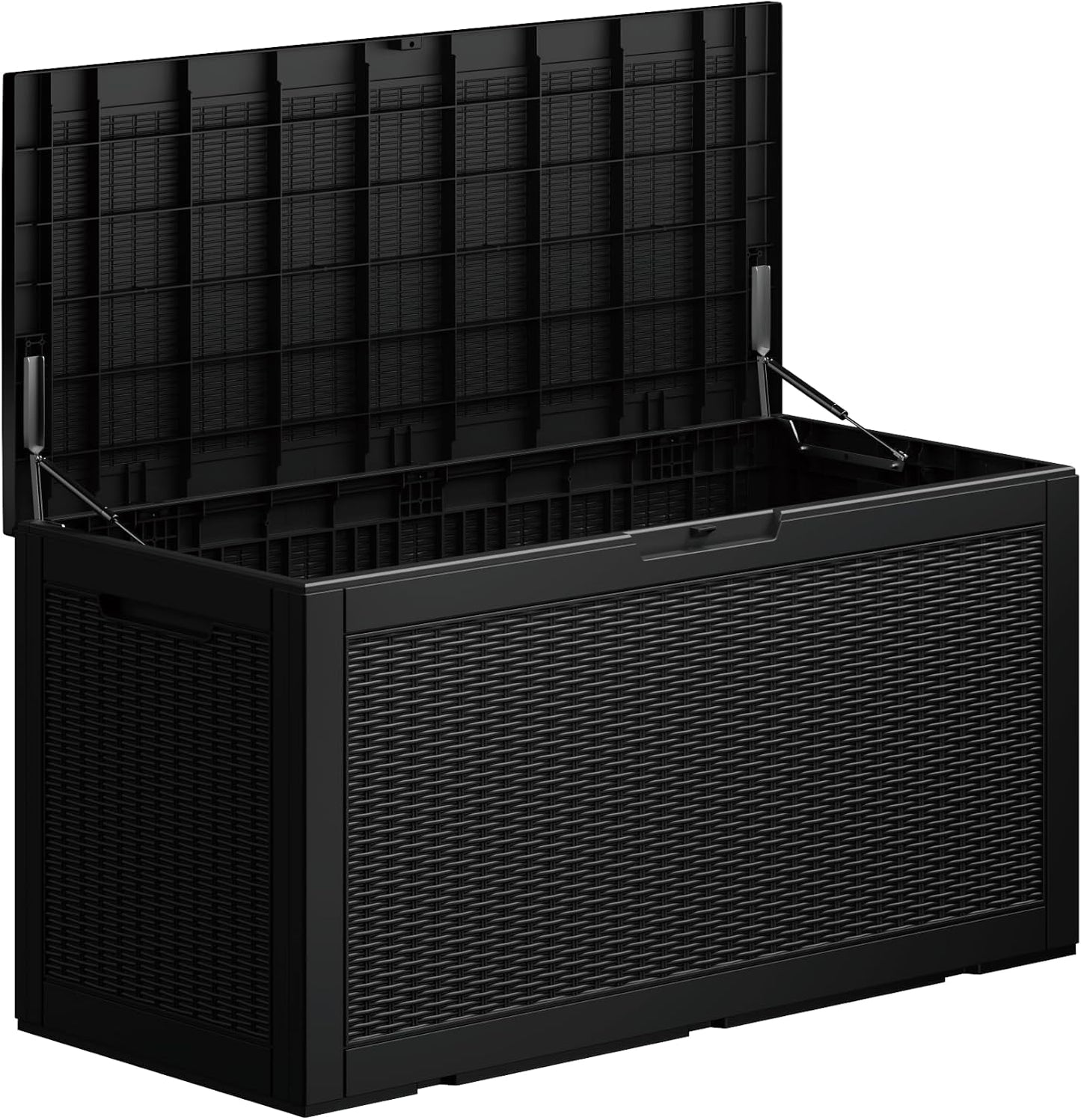 100 Gallon Deck Box, Resin Outdoor Indoor Waterproof Storage Box, Lockable Storage Box With Handle for Patio Furniture - Garden Tools - Swimming Pool Tools UV-Resistant, Black