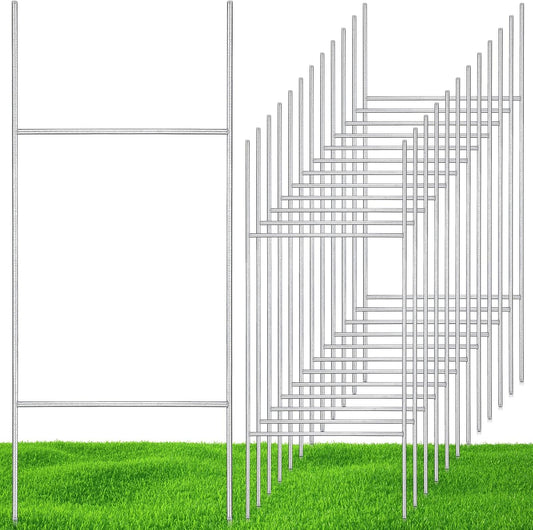 12 Pcs H Stakes for Yard Signs 30'' x 10'' Metal Heavy Duty H Frame Wire Stakes Weatherproof Metal Holder for 4mm 5mm Corrugated Signs Advertising Board Guidepost Yard Halloween Decor