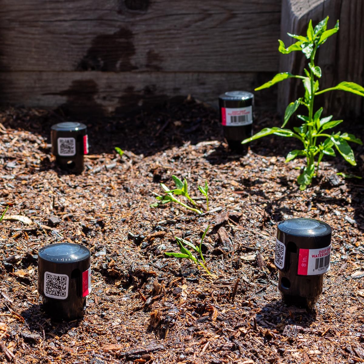 8 in. DEEP DRIP Garden Watering Stake (4 Pack) (Black) | UV-Protected ABS Plastic Deep Root Irrigation Spike for Flowers, Fruits, Vegetables, Potted Plants