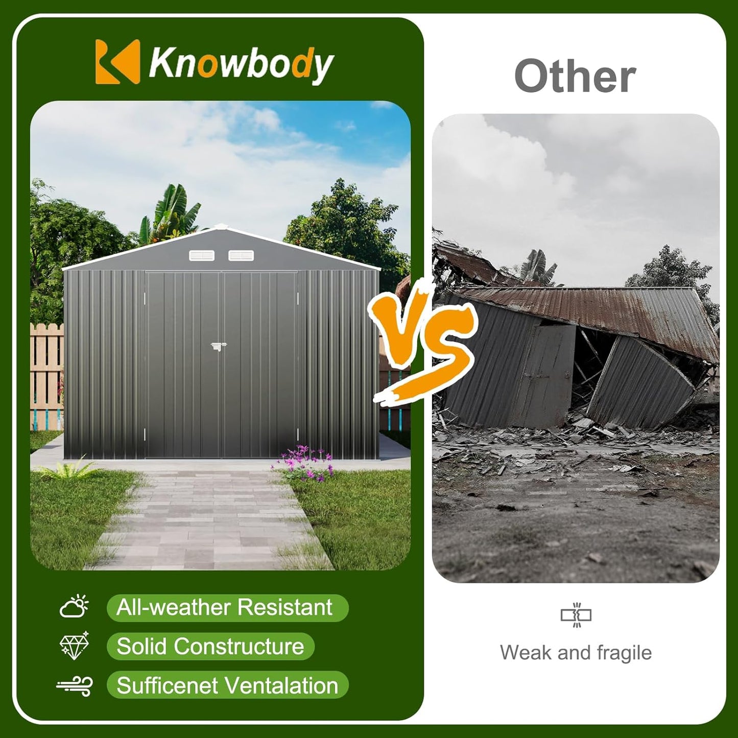 12x10 FT Metal Sheds & Outdoor Storage: Heavy Duty Garden Sheds with Dual Transparent Panels, DIY-installable Windows & Lockable Doors, Weatherproof Tool Shed for Backyard, Garden, Patio, Grey