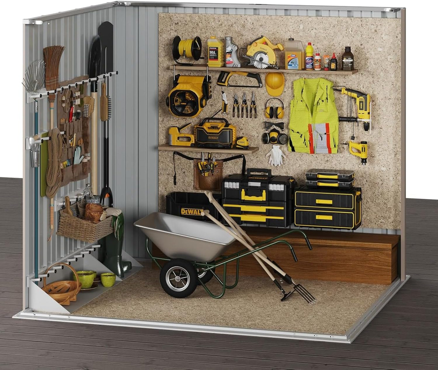 Aoxun 5x3 FT Shed Outdoor Waterproof Storage Shed Metal Garden Shed with Lockable Doors & Slooping Roof for Backyard, Patio, Poolside (Brown)