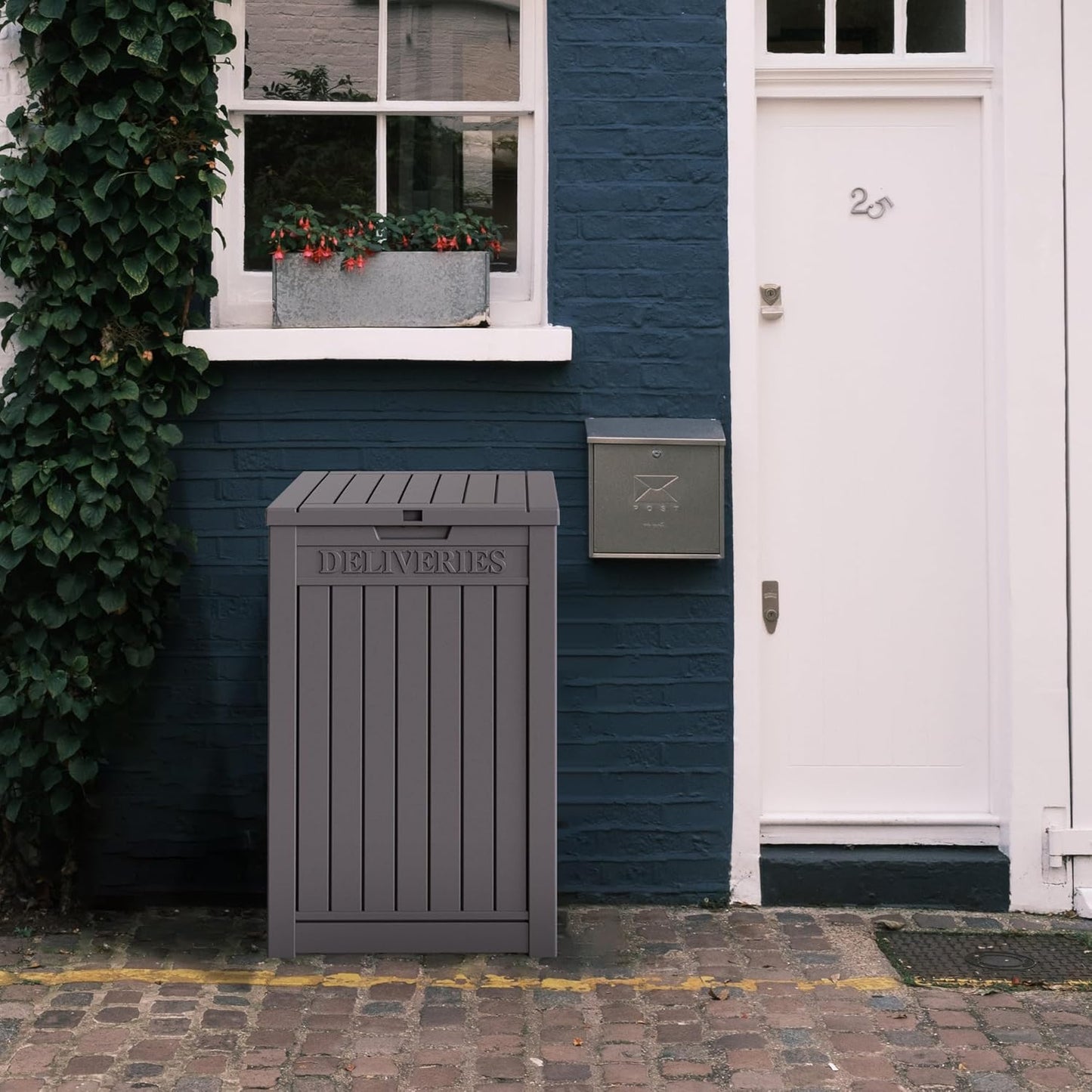 55 Gallon Outdoor Storage Box Waterproof Lockable Resin Deck Box Large, Patio Storage Bin for Pool Accessories Cushion Furniture, Garden Tools, UV-Resistant Outside Delivery Grey