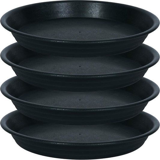 4 Pack of 18 19 inch Plant Saucer Drip Tray, Large Deep Plastic Flower Planter Saucers and Drip Trays for Indoors Outdoors, Bath Baths Bowls, Heavy Durable Plant Plate Water Catcher (18", Black)