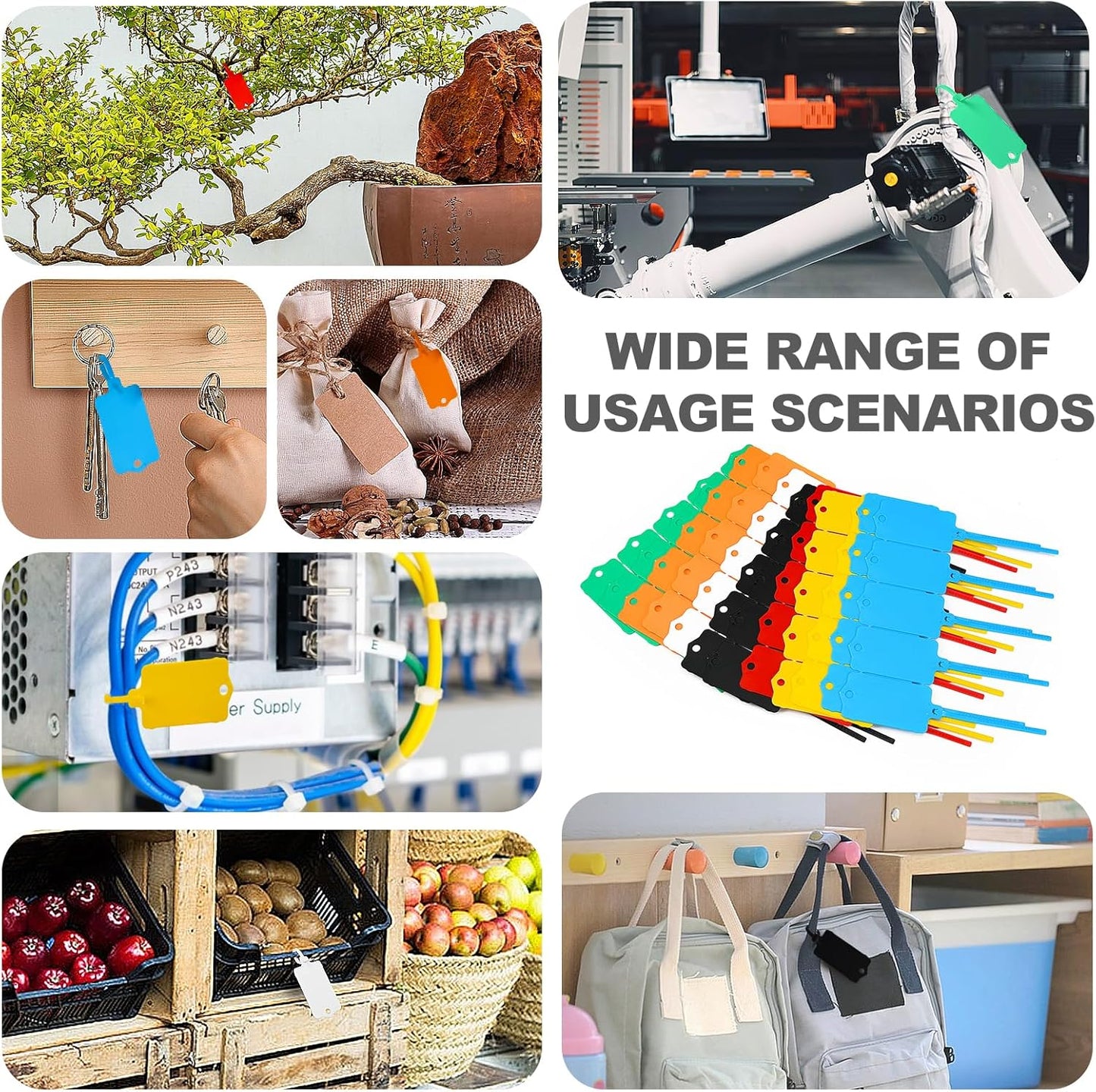 100pcs Blank Plastic Tags for Labeling Reusable Hanging Tags Ties Key Tag Storage Labels Waterproof Plastic Mark Label Writable Hang Sign with One Marker Pen (White)