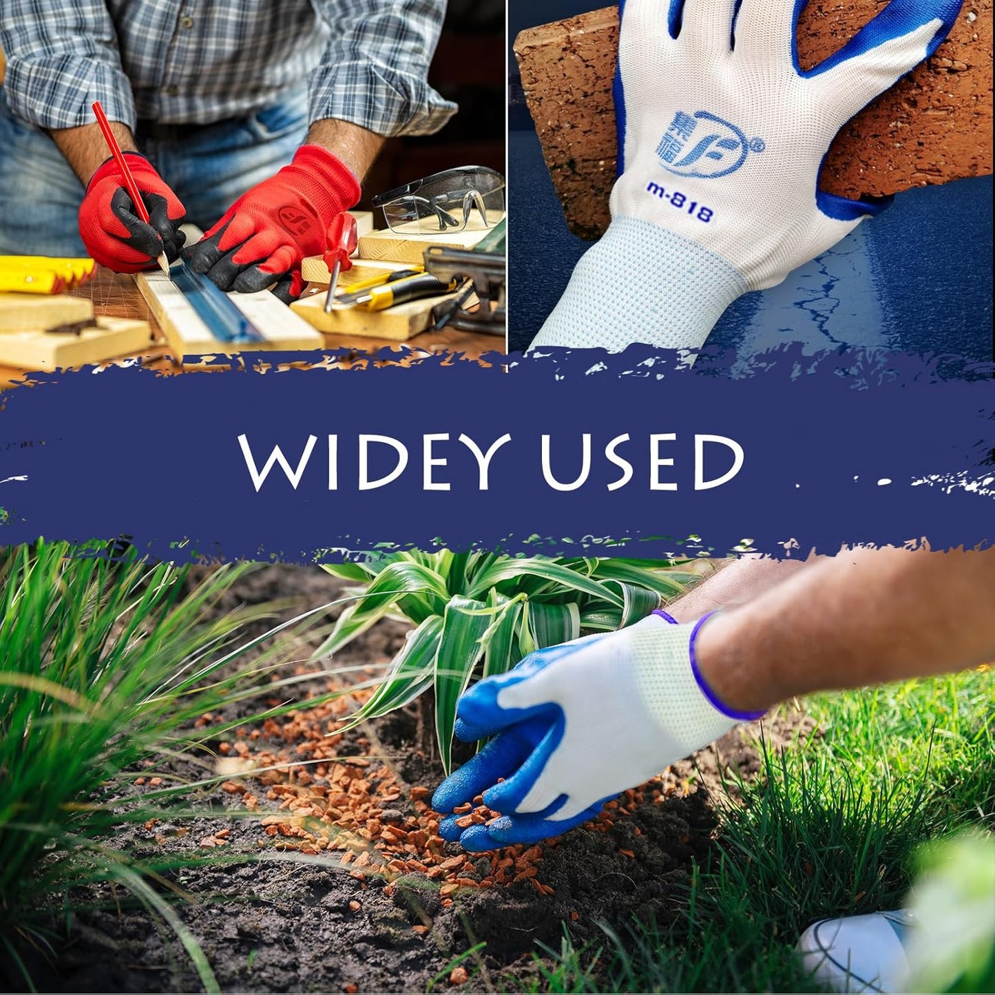 48 Pairs Garden Gloves for Women Men Breathable Rubber Coated Yard Safety Work Thorn Proof Work Gloves