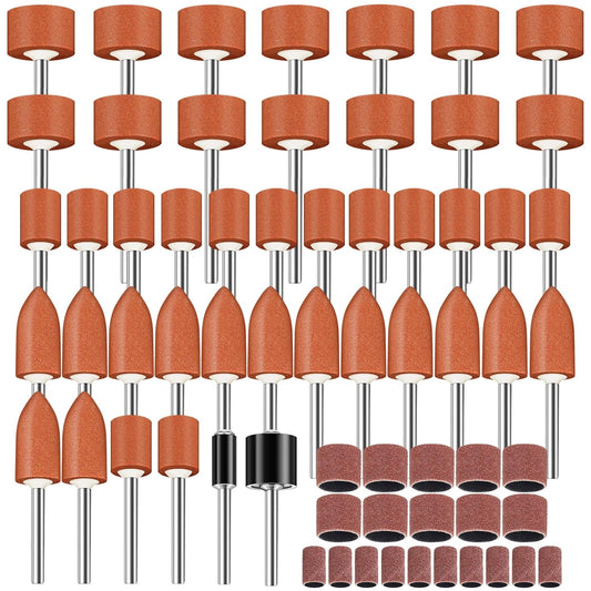 64Pcs Sanding Bits for Dremel Rotary Tools, 1/8" Shank Aluminum Oxide Grinding Stones and Sanding Drill Bits, Durable for Metal Rust Removal, Smoothing, Sharpening, Multiple Shapes to Meet More Needs