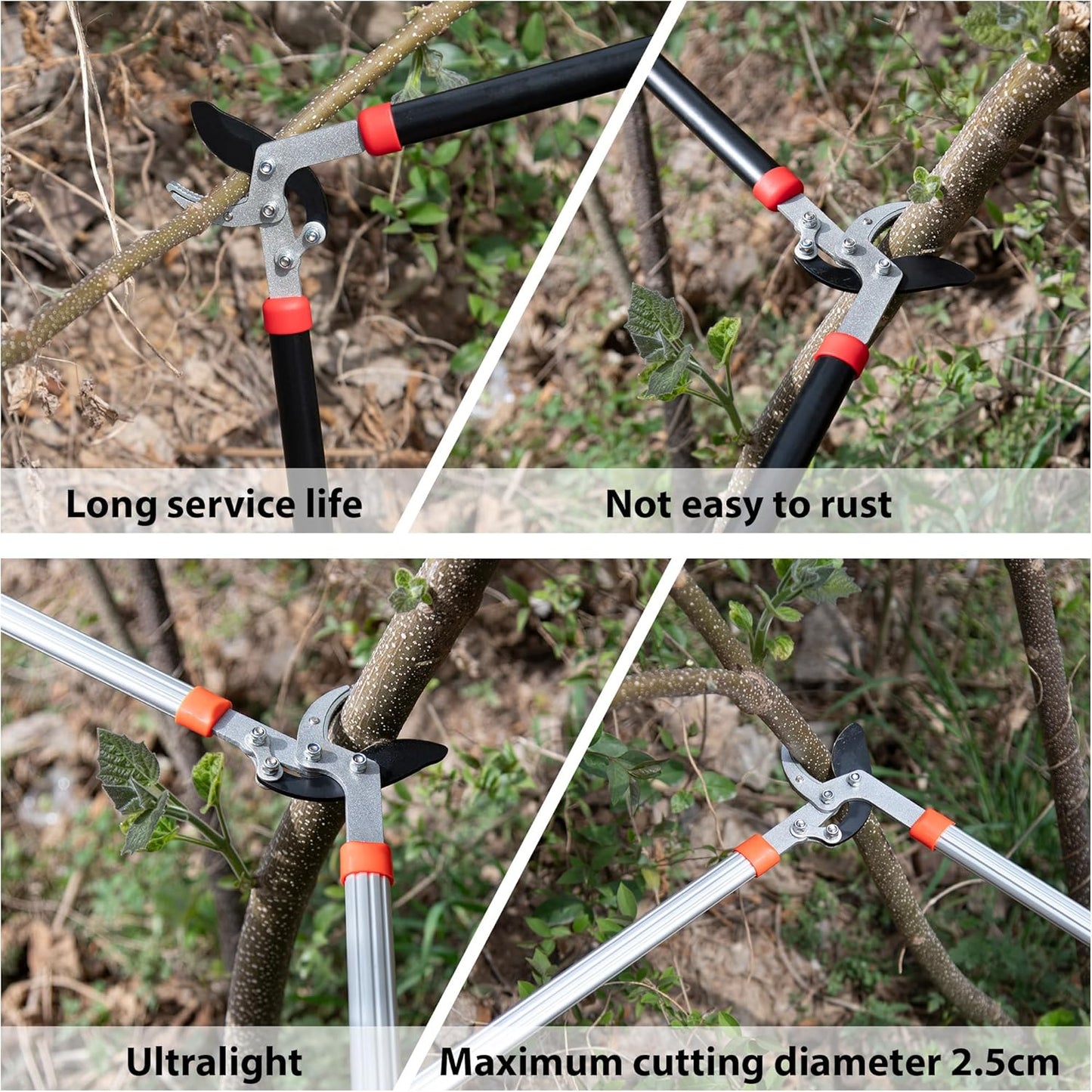 Heavy Duty Garden Lopper Pruning Shears, Aluminum Alloy or Carbon Steel, Tree Branch Cutter with Non-slip Handle, Labor-saving Gardening Tools, Yard, Orchard (Vigorously cut black steel)