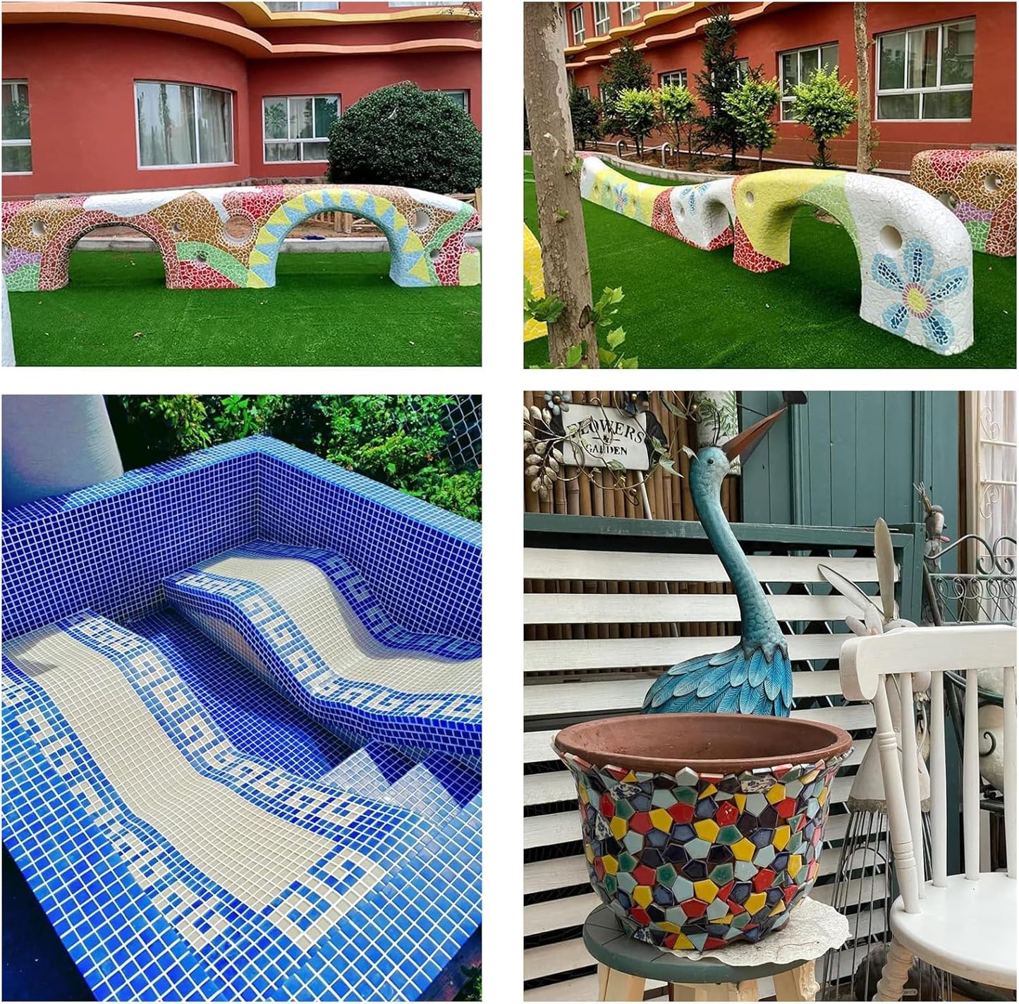 50 Pieces White Mosaic Tiles for Crafts 1" Ceramic Tiles Assorted Colors Square Ceramic Mosaic Project Supplies for Photo Frame Mosaic Stepping Stones Bath Old Pool Furniture Decor