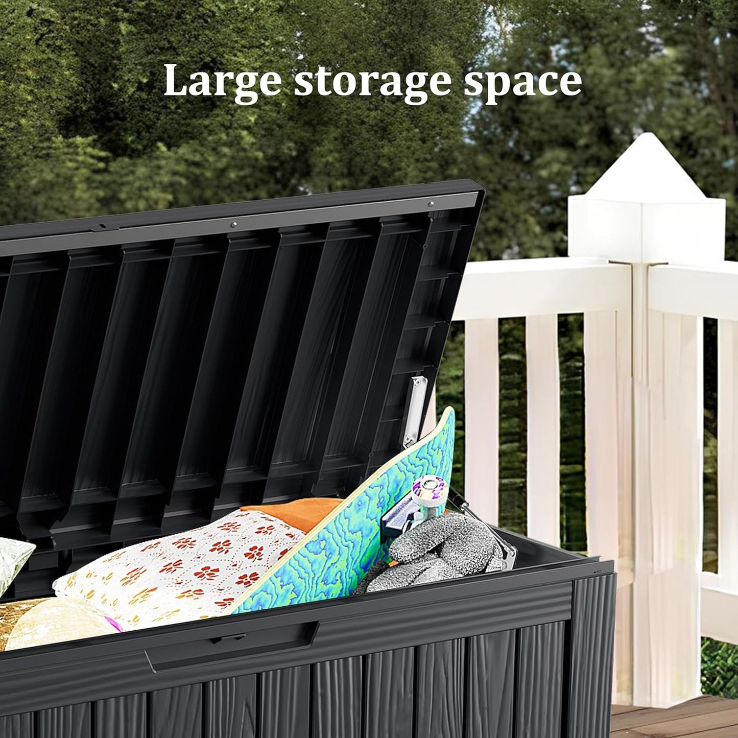 80 Gallon Outdoor Cushion Storage - Waterproof Deck Storage Box & Patio Storage Box, SpaceMax Resin Chest with Lock for Pool/Garden Tools, UV-Resistant, Onyx Black