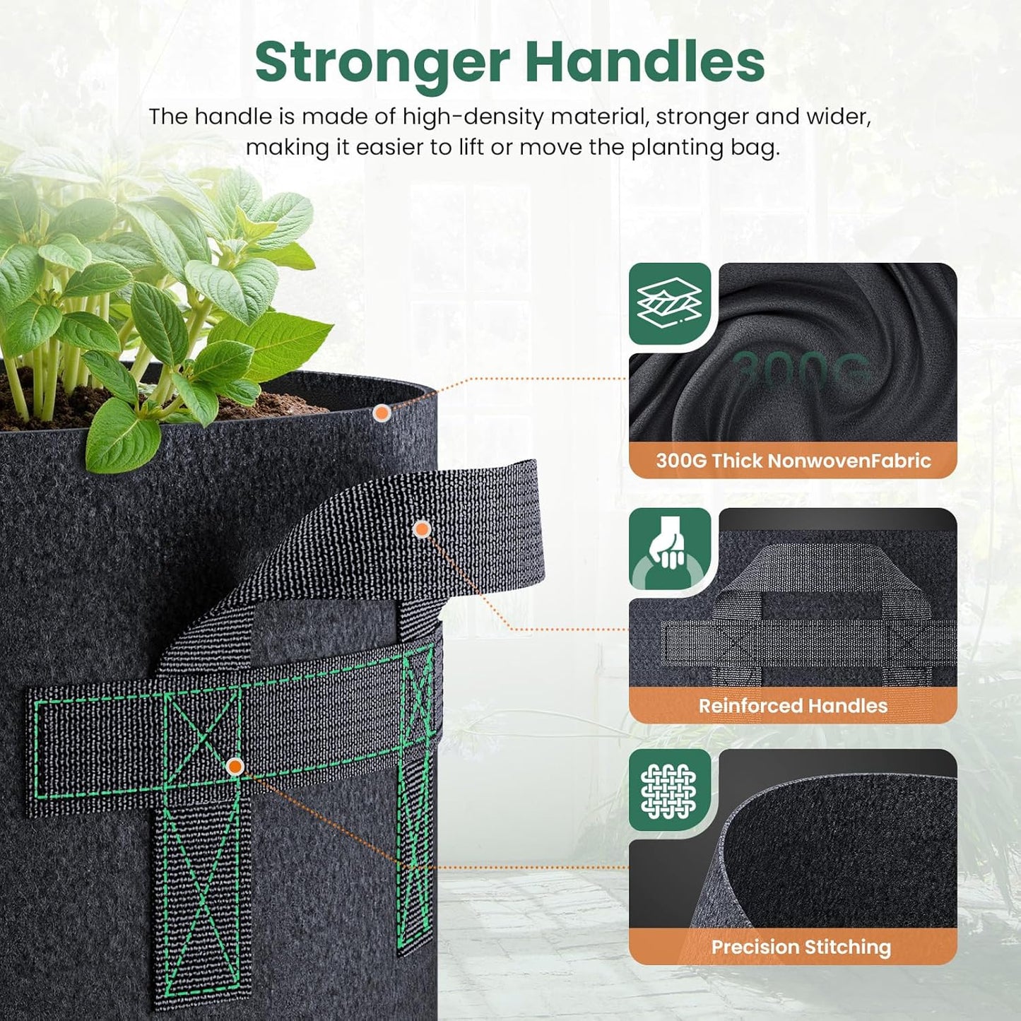 5 Pack 25 Gallon Grow Bags, Thickened Nonwoven Fabric Planter Pots with Handles, Heavy Duty 300G Garden Pots for Tomato, Potato and Vegetable