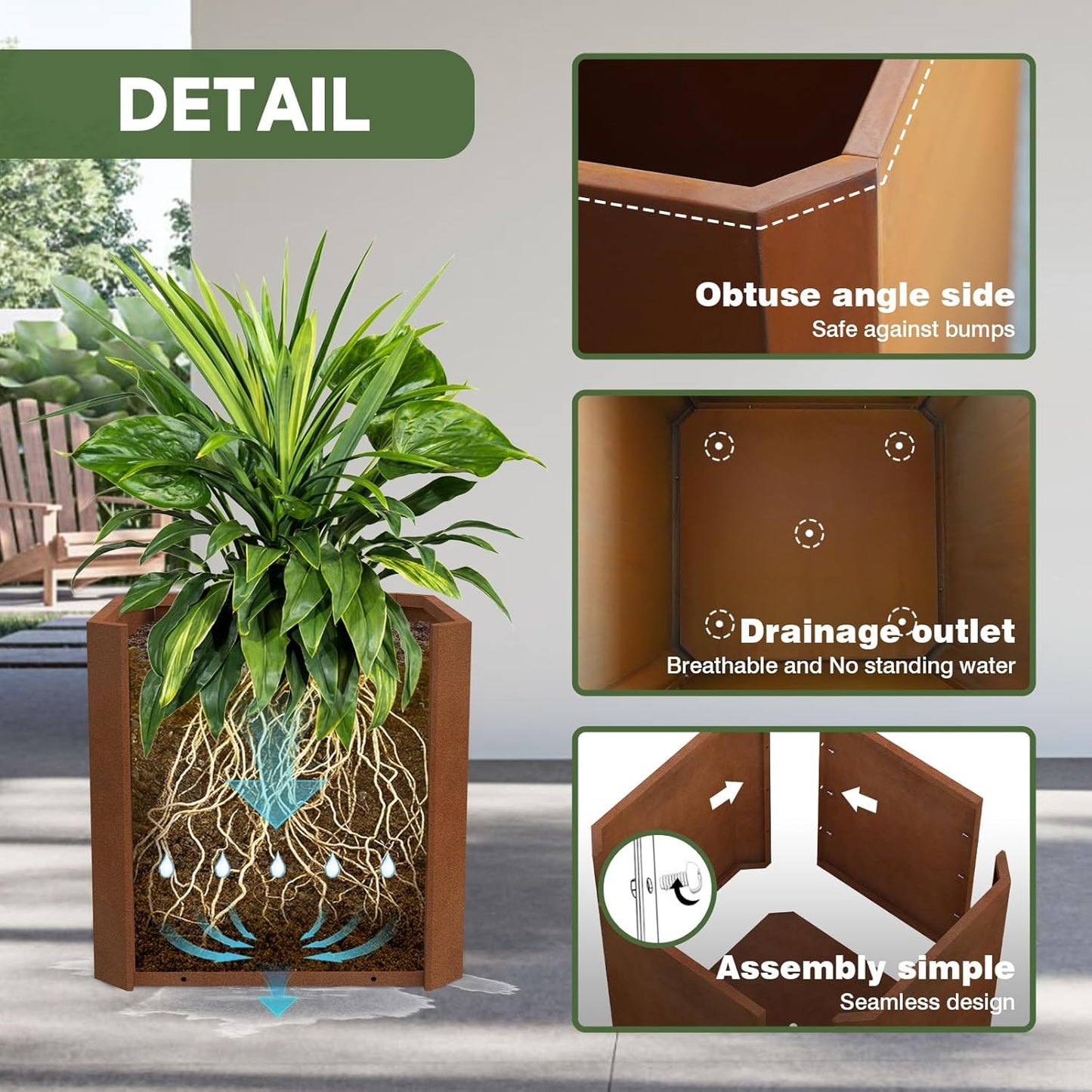 Corten Steel Planter Box-26"x26"x26"-Large Square Planter Matel -Outdoor Indoor- Heavy Duty Rustic Tall Planter Flower Pot Commercial Residential for Patio Porch Deck Home Backyard