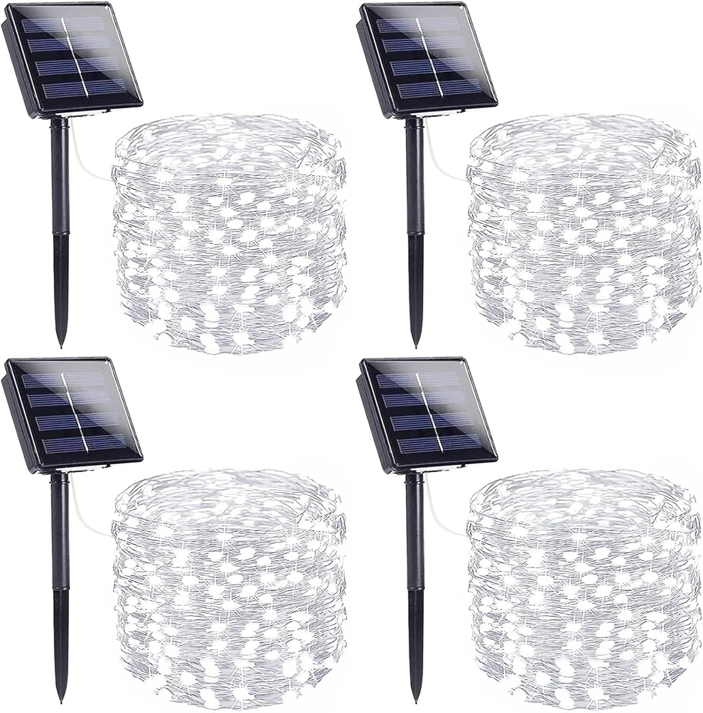 4 Pack Solar String Lights Outdoor, Extra-Long 400LED Solar Fairy Lights Waterproof, Outdoor Twinkle Light Silver Wire 8 Modes Fairy Light for Tree Garden Party Xmas Wedding Decor (Cool White)