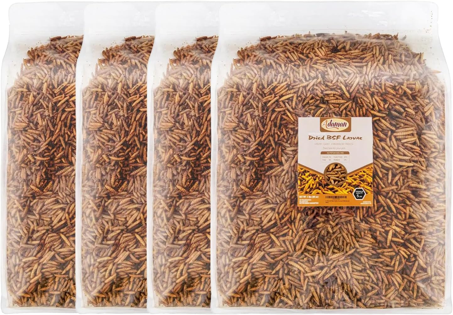 Adaman Dried Black Soldier Fly Larvae 20 LBS-100% Natural Non-GMO BSF Larvae-More Calcium Than Dried Mealworms High-Protein Chickens Treats, Food for Birds, Ducks, Repitle, Hedgehog, Bearded Dragon