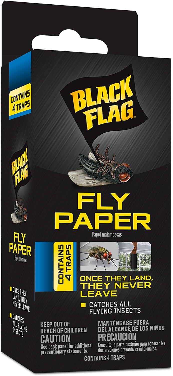 Black Flag Fly Paper, Insect Trap, Catches All Flying Insects 4 Traps