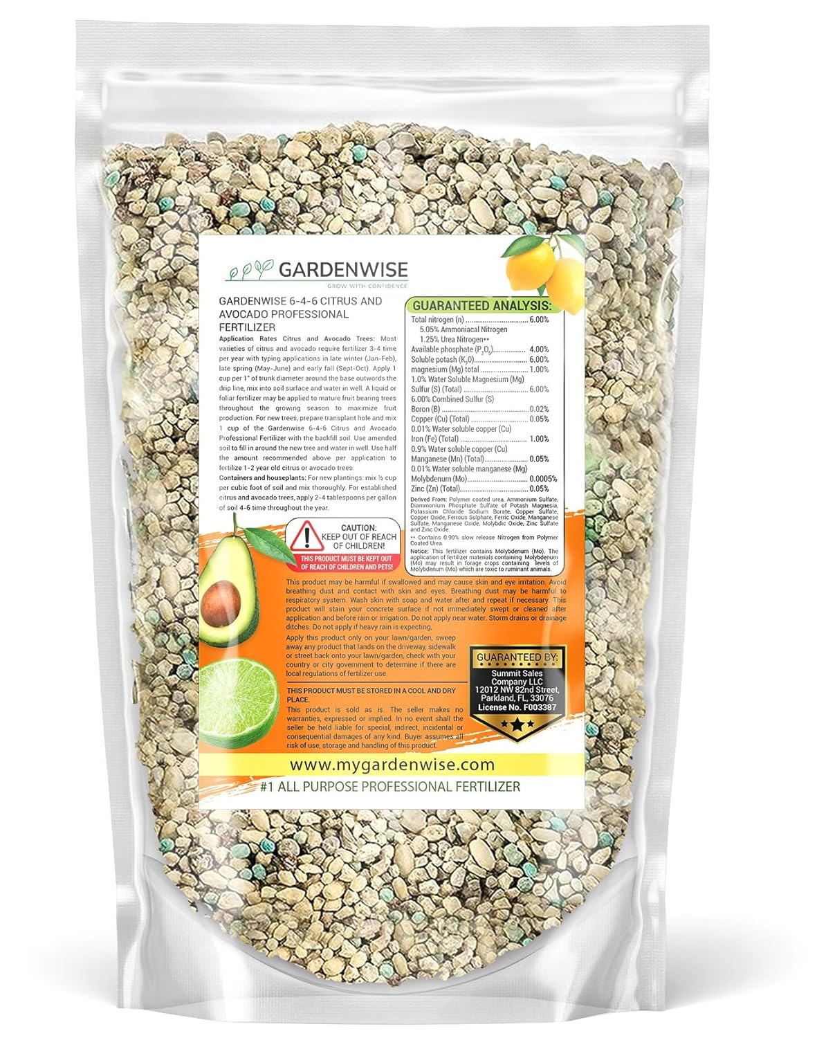 6-4-6 Avocado, Mango Citrus Tree Professional Fertilizer, Plant Food Outdoor/Indoor Gardening; Quick-Release Nitrogen Fertilizer; Orange, Lime, Avocado and Lemon Tree Fertilizer (1/2 QUART)