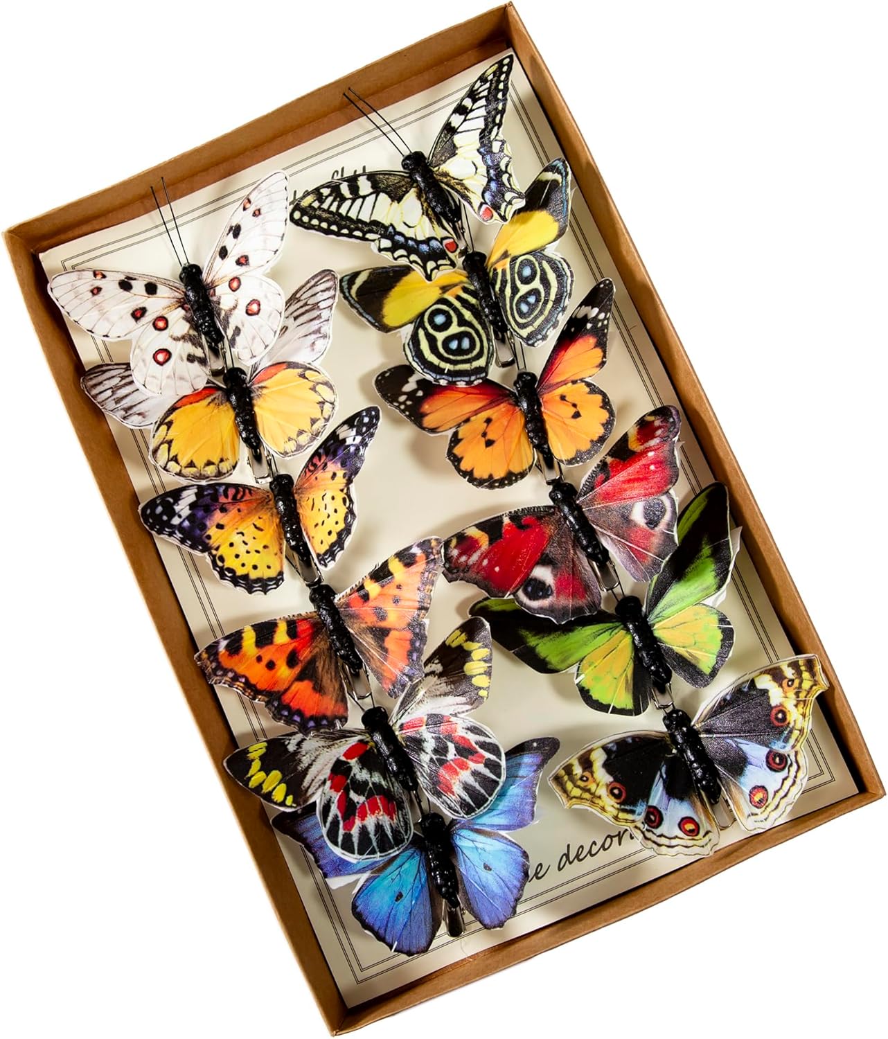 Cartanfill- Artificial Feather Simulation Butterfly Party Decoration Set, a Set of 12 Pieces with Clips, Used for Home Decoration in 12 Colors(A)