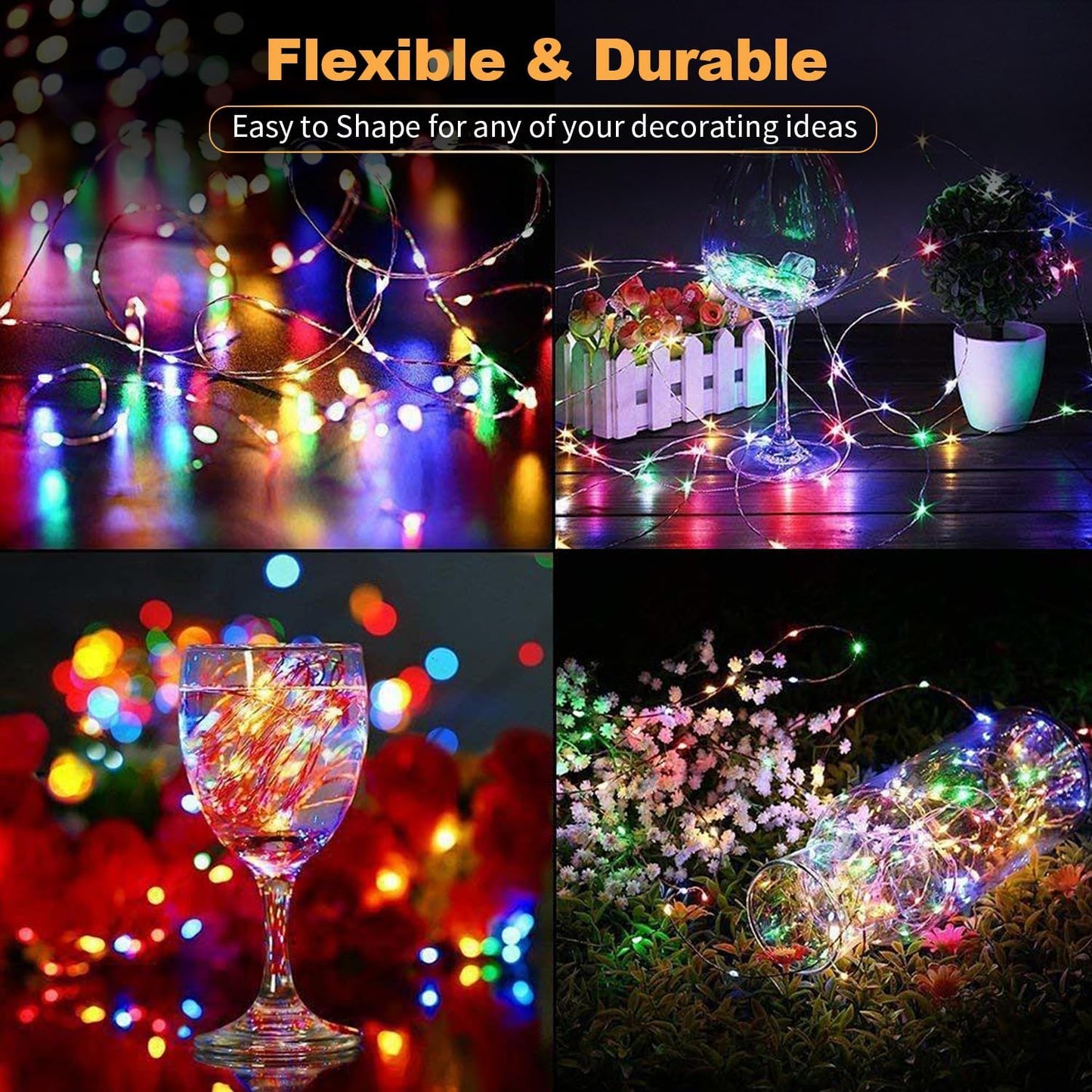 20 Pack Multi-Color LED Fairy Lights Battery Operated,7FT 20 LED Waterproof Mini Twinkle String Lights Battery Powered for Christmas Mason Jars Party,Multicolor