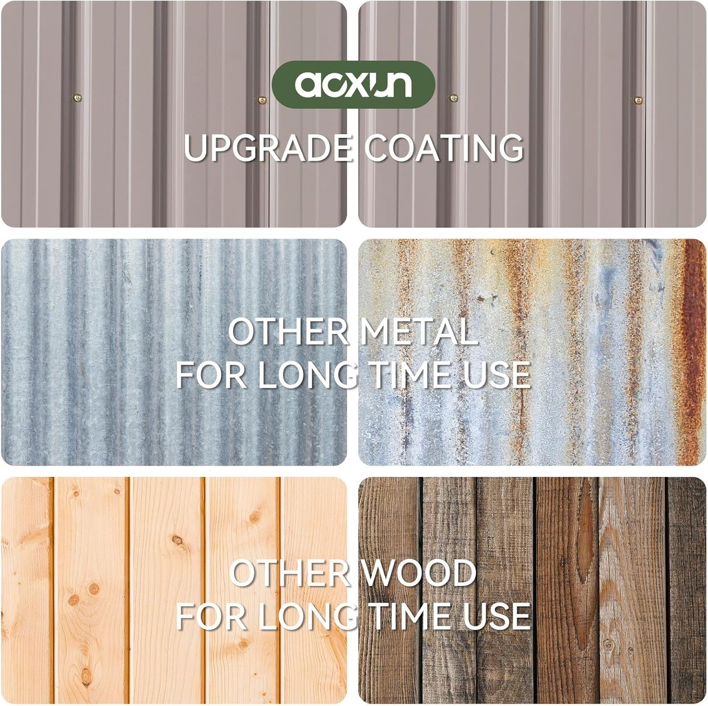 Aoxun 7x5 FT Outdoor Storage Shed with Base Garden Metal Shed with Lockable Door Outdoor Large Shed for Tool, Garbage Can, Bike, Mower, Brown