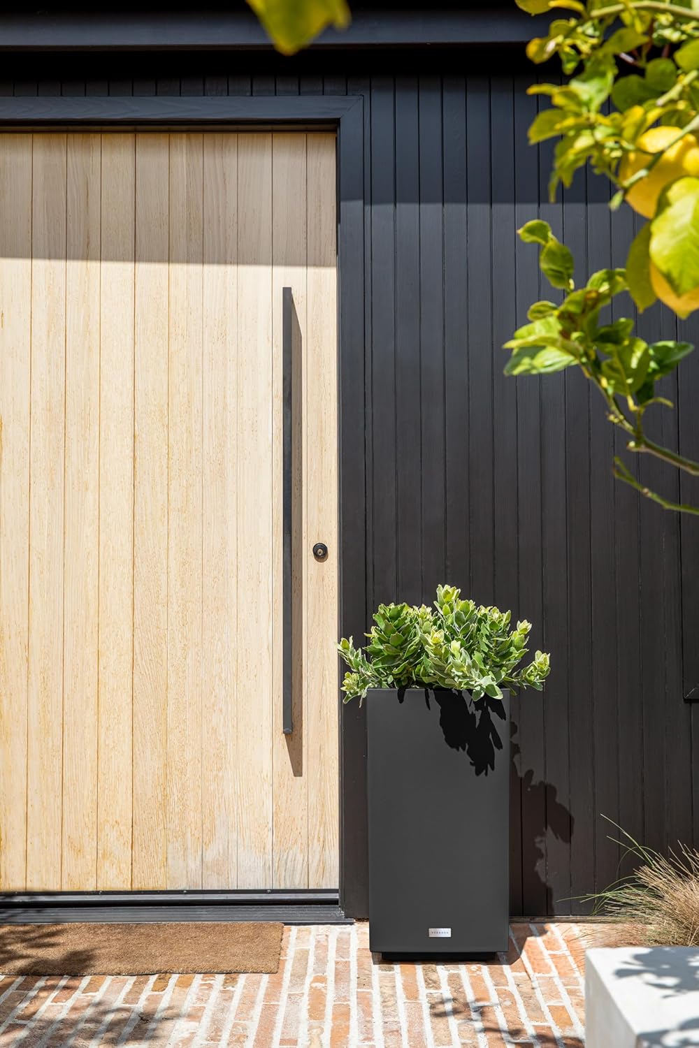 Veradek Block Series Pedestal Planter - Tall Planter for Indoor or Outdoor Front Porch | All-Weather Use with Removable Insert Bucket | Modern Décor for Flowers, Tall Trees, Faux Plants