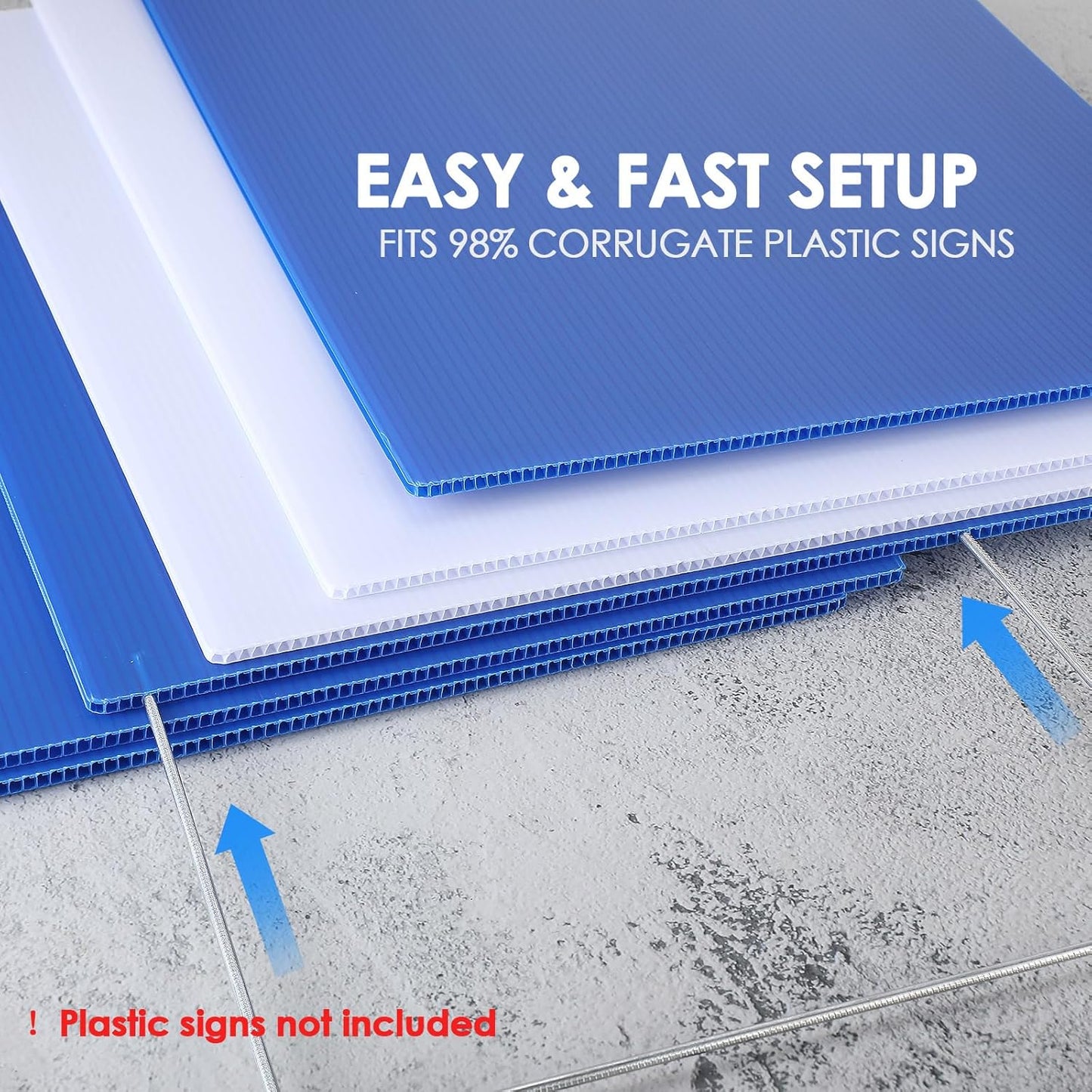 30 Pcs H Stakes for Yard Signs 16.5'' x 7'' Heavy Duty Metal H Frame Wire Stakes Weatherproof Metal Holder for 4mm 5mm Corrugated Signs Guidepost Yard Halloween Decoration