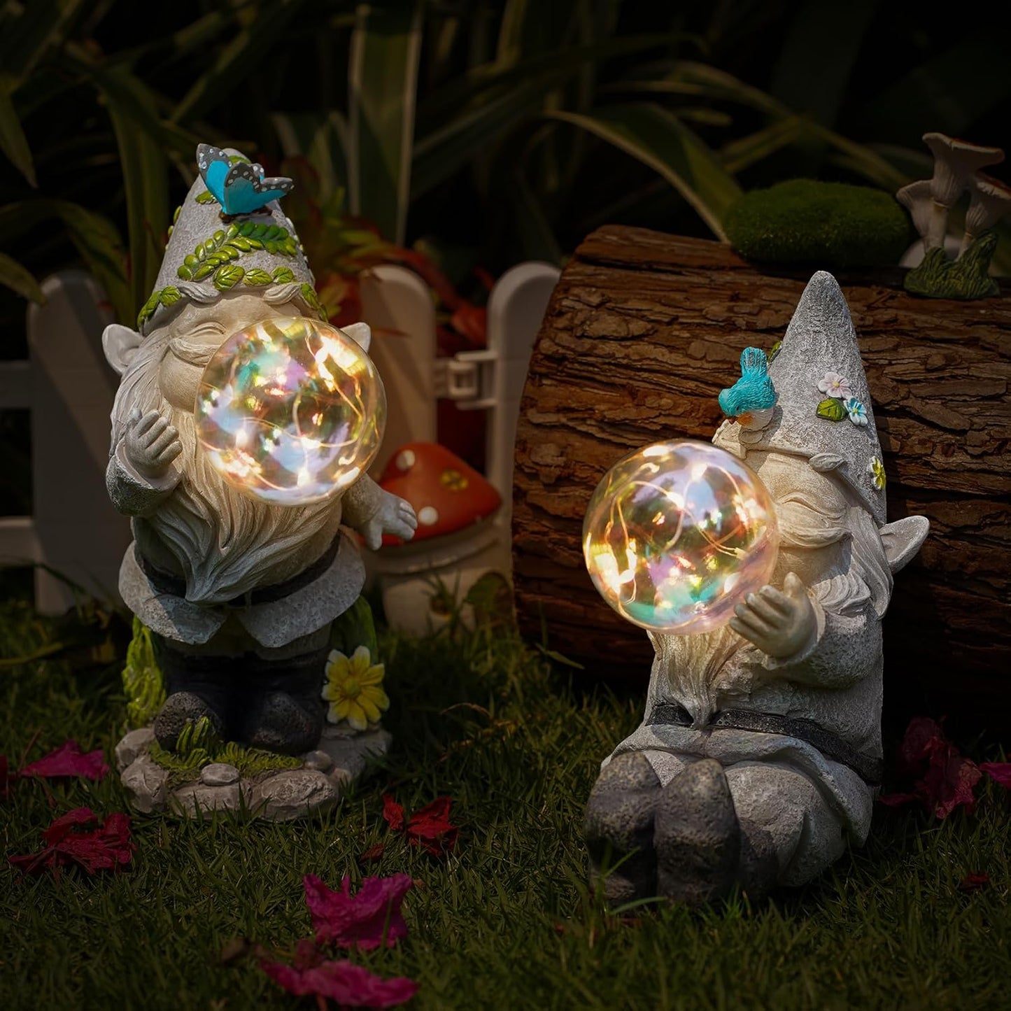 MININOVA Cute Solar Decor Statues Outdoor Standing Gnome Blowing Bubble Beautiful Garden Decorations for Patio Lawn Porch Housewarming Birthday Gift
