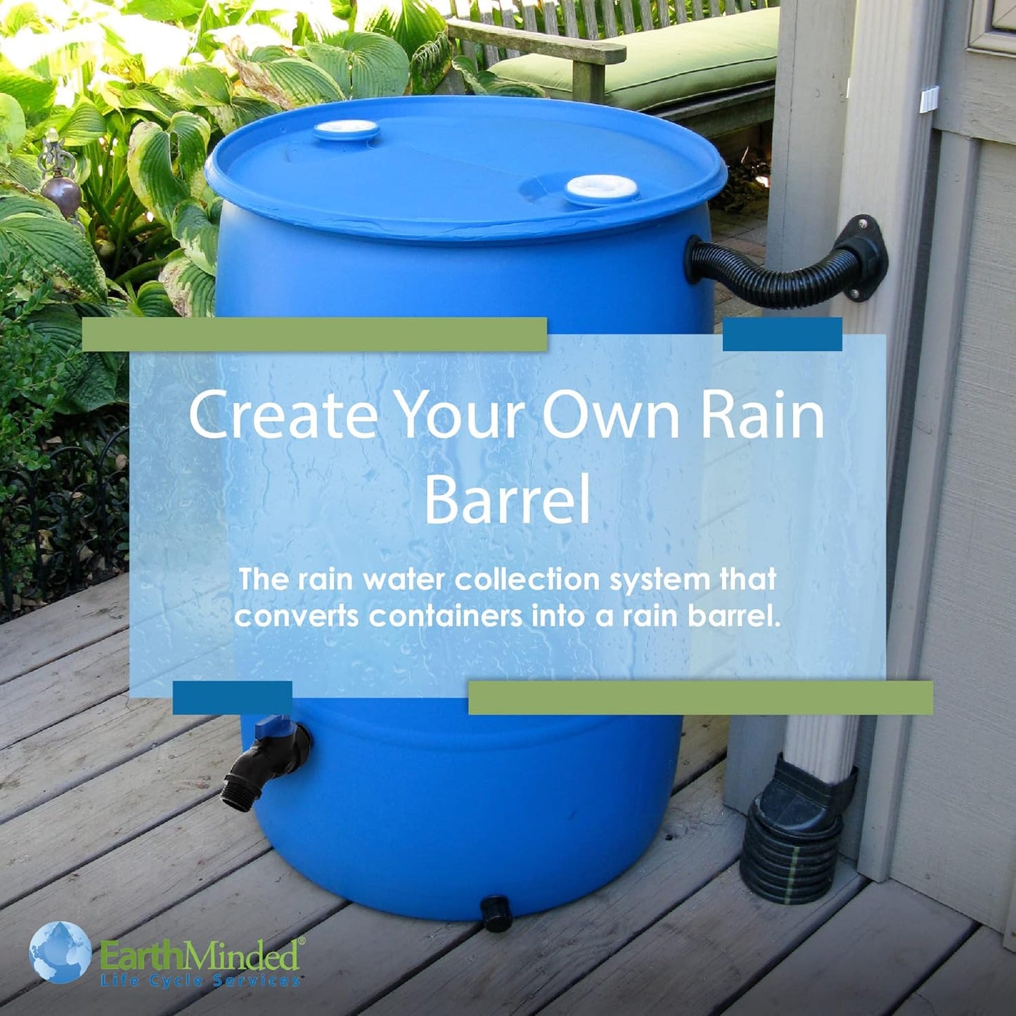 EarthMinded Rain Barrel Diverter and Parts Kit, 2 Pack - for 2 x 3 and 3 x 4 Inch Downspouts, Includes Spigot and Downspout Water Diverter - Convert Containers into Rain Barrels - RBK-0001