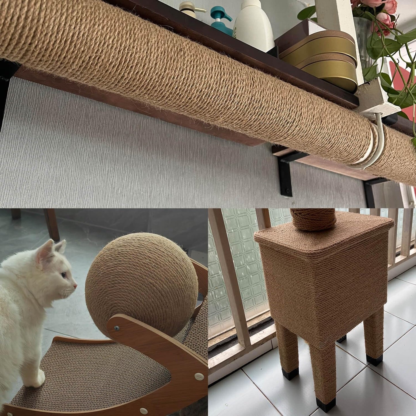 2-Pack Natural Jute Twine Rope, 6mm x 656ft Heavy Duty & Eco-Friendly - for Crafts, Gardening, Cat Scratching Post, Bundling & Hanging, 328Feet/Roll