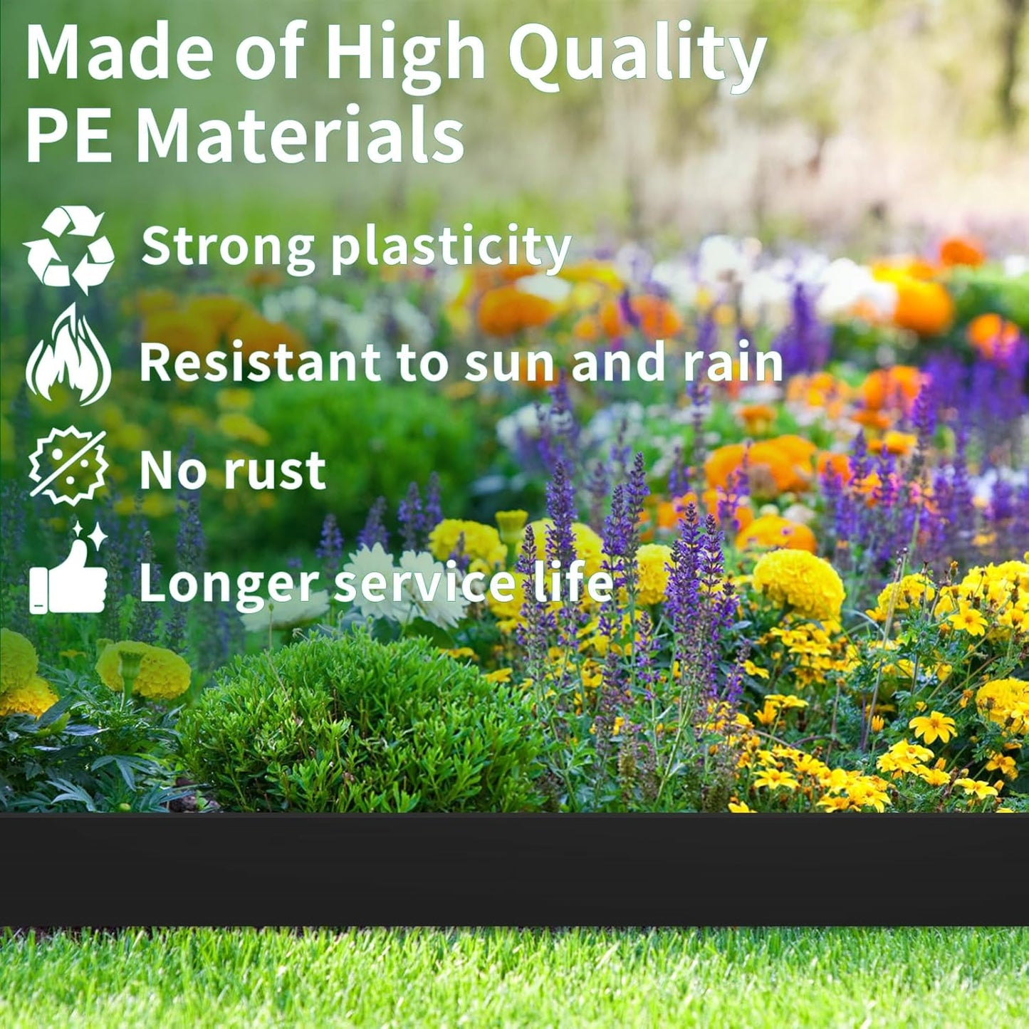 2 in x 100 Ft Garden Landscape Edging, No Dig Garden Edging Border Kit with Spikes for Flower Bed Lawn Yard Grass Black