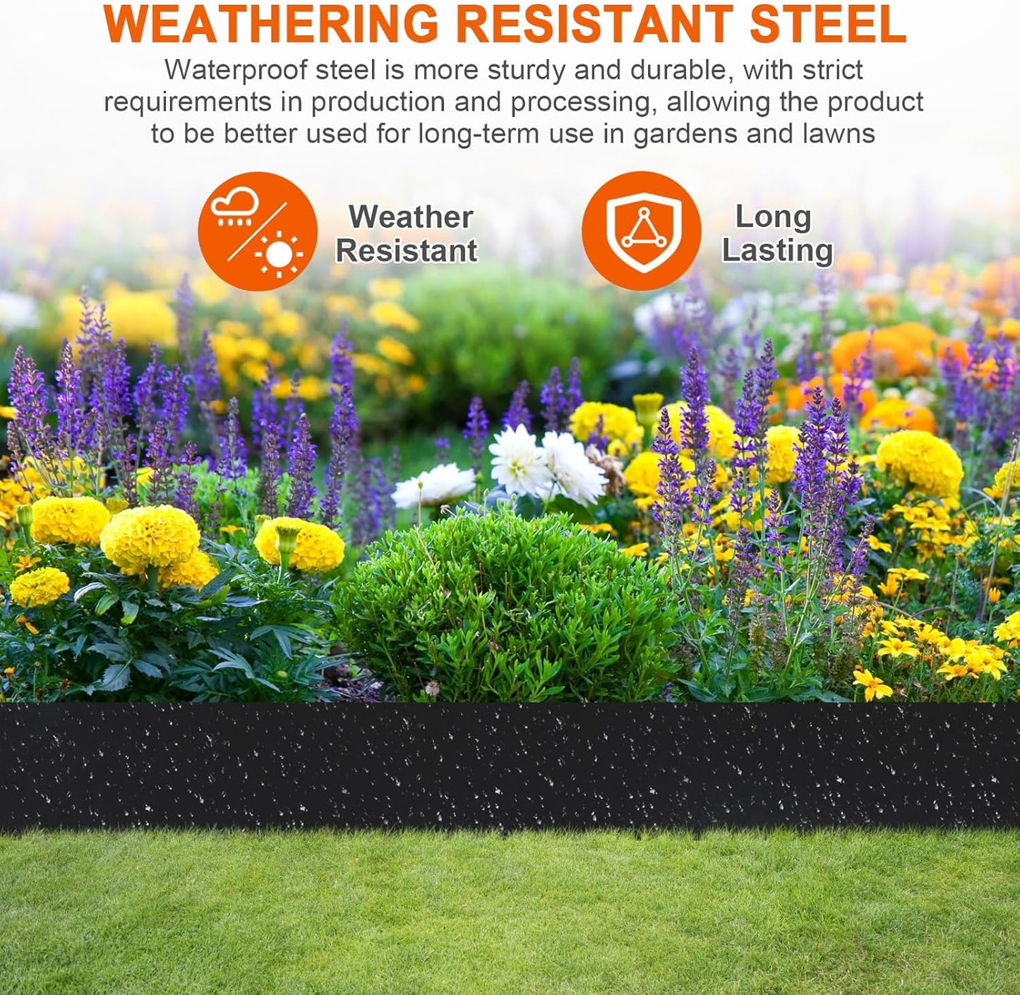 42" L X 7.9" H Metal Landscape Edging, 6 Pack Heavy Duty Galvanized Steel Garden Edging,42 Inch Garden Edging Border for Lawn, Pathway, Yard