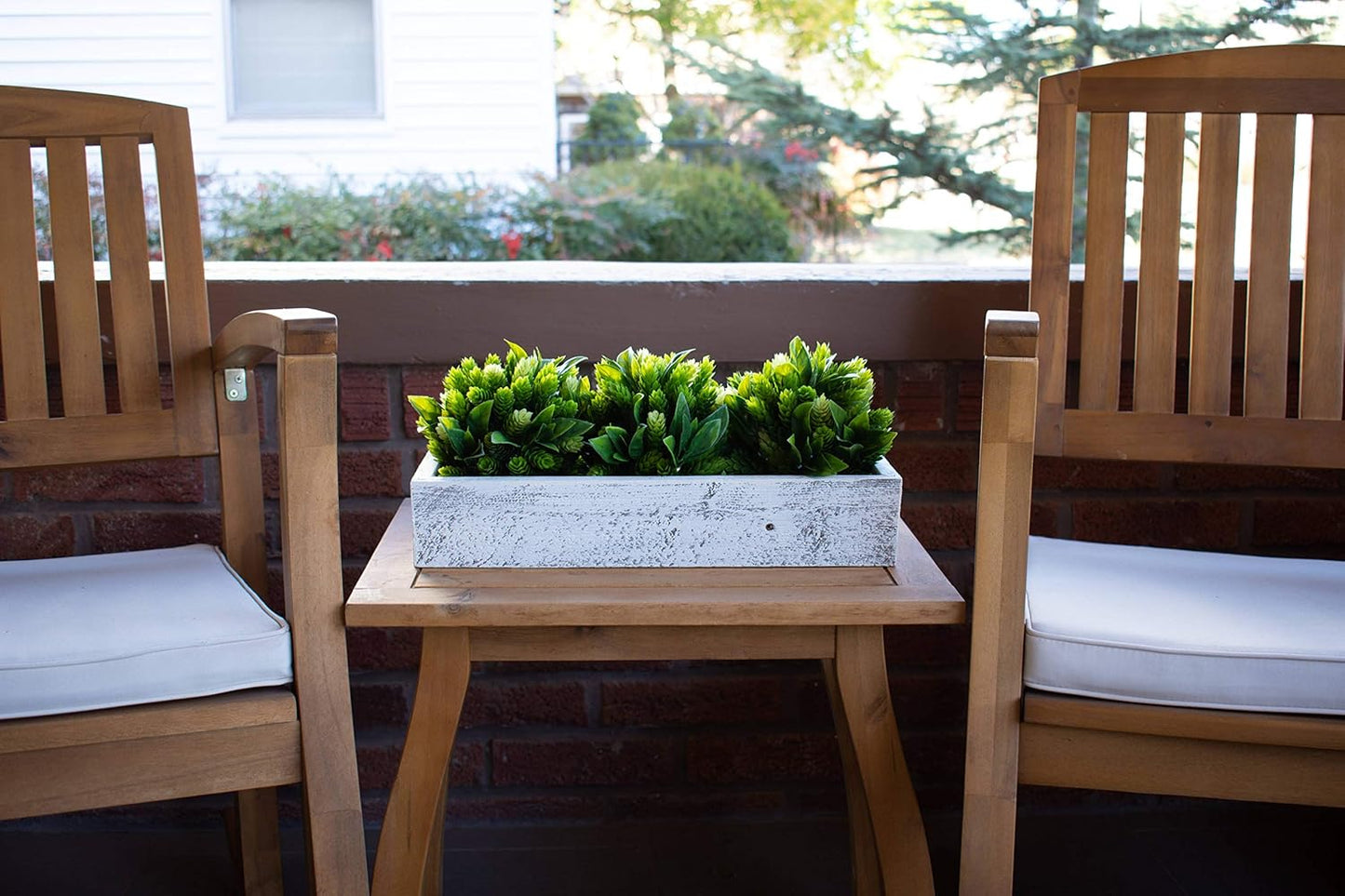 Small Wooden Planter Box – Rustic 2-Pack Wood Window Planter Box Set for Centerpieces & Storage – Durable Wooden Boxes for Decor - Perfect Toilet Basket for Bathroom Organizer