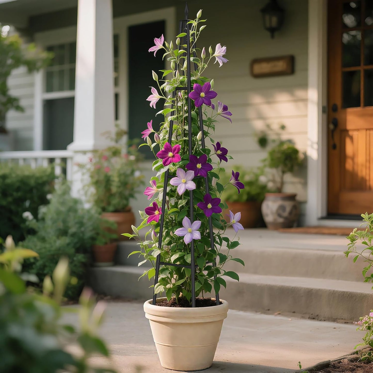 5.2Ft obelisk trellis for Climbing Plants outdoor,5.2Ft garden trellis with Extra Thickened Plastic-Coated metal pipes, Garden Indoor Potted Plant Support,Climbing Support for Potted Plant