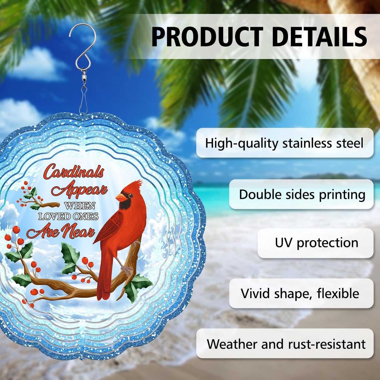 Memorial Cardinal Wind Spinner - Unique 3D Hanging Outdoor Gift for Yard and Garden