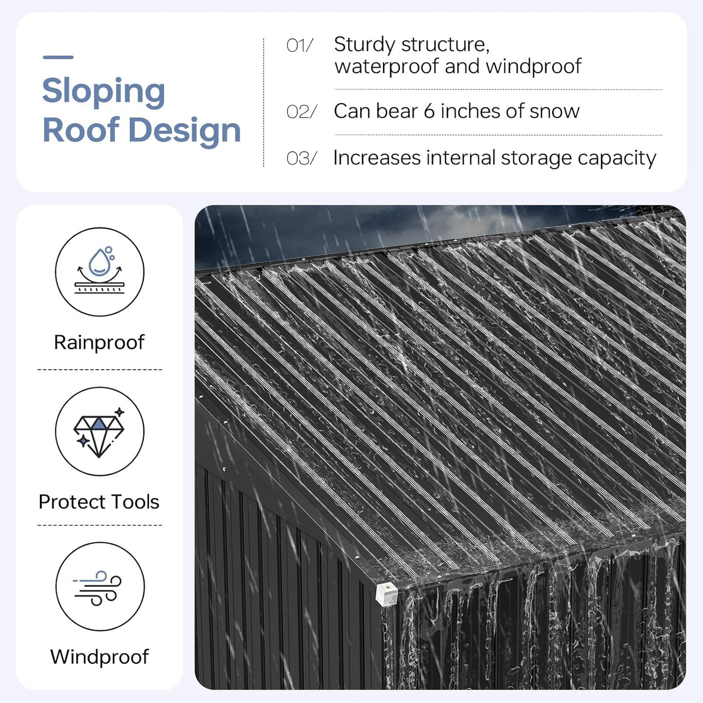 6x4 FT Outdoor Storage Shed, Metal Garden Tool Shed with Sloping Roof & Lockable Door for Patio Lawn Backyard (Black)