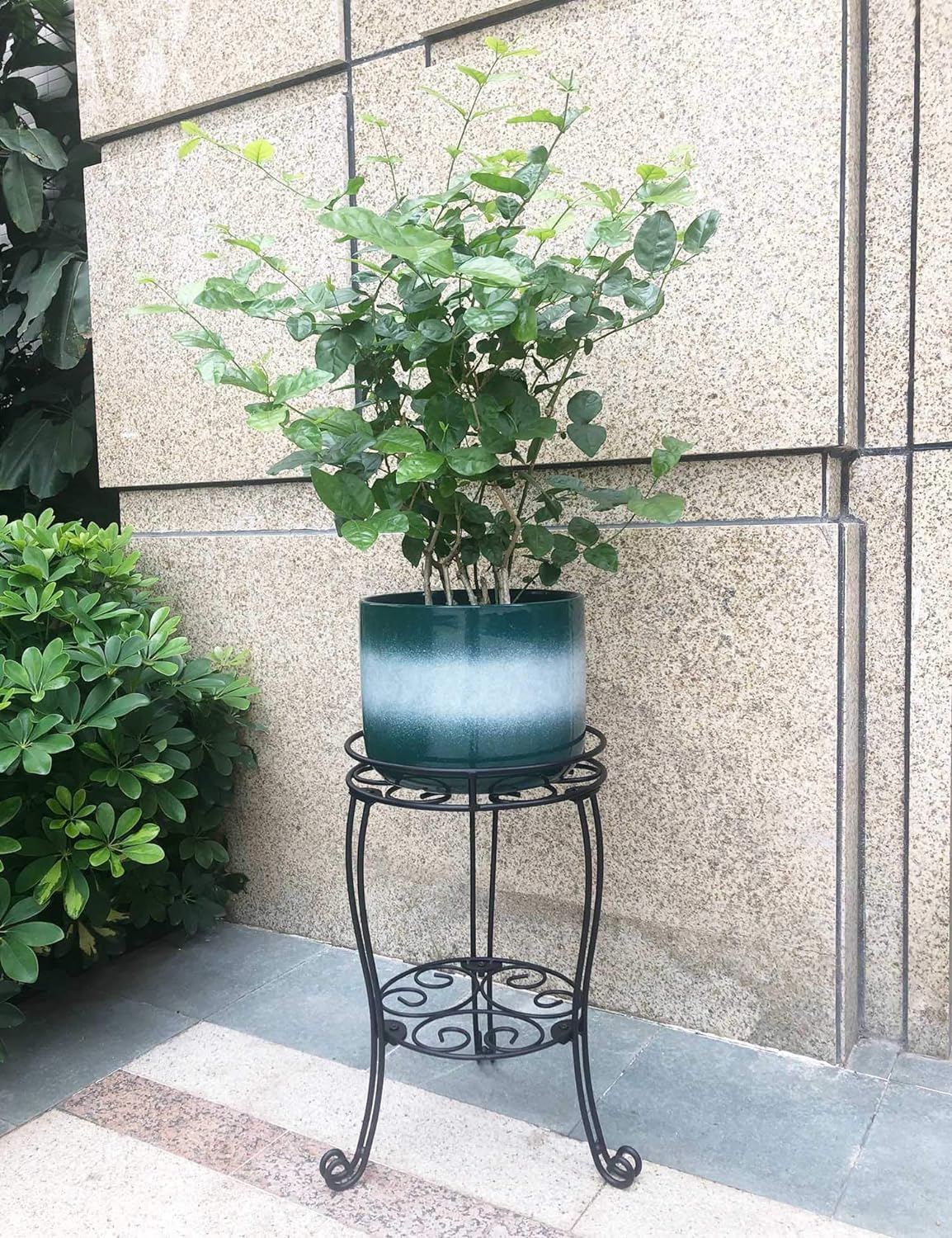 18.9inch Tall Plant Stand for Flower Pot Heavy Duty Potted Holder Indoor Outdoor Metal Rustproof Iron Garden Container Round Supports Rack