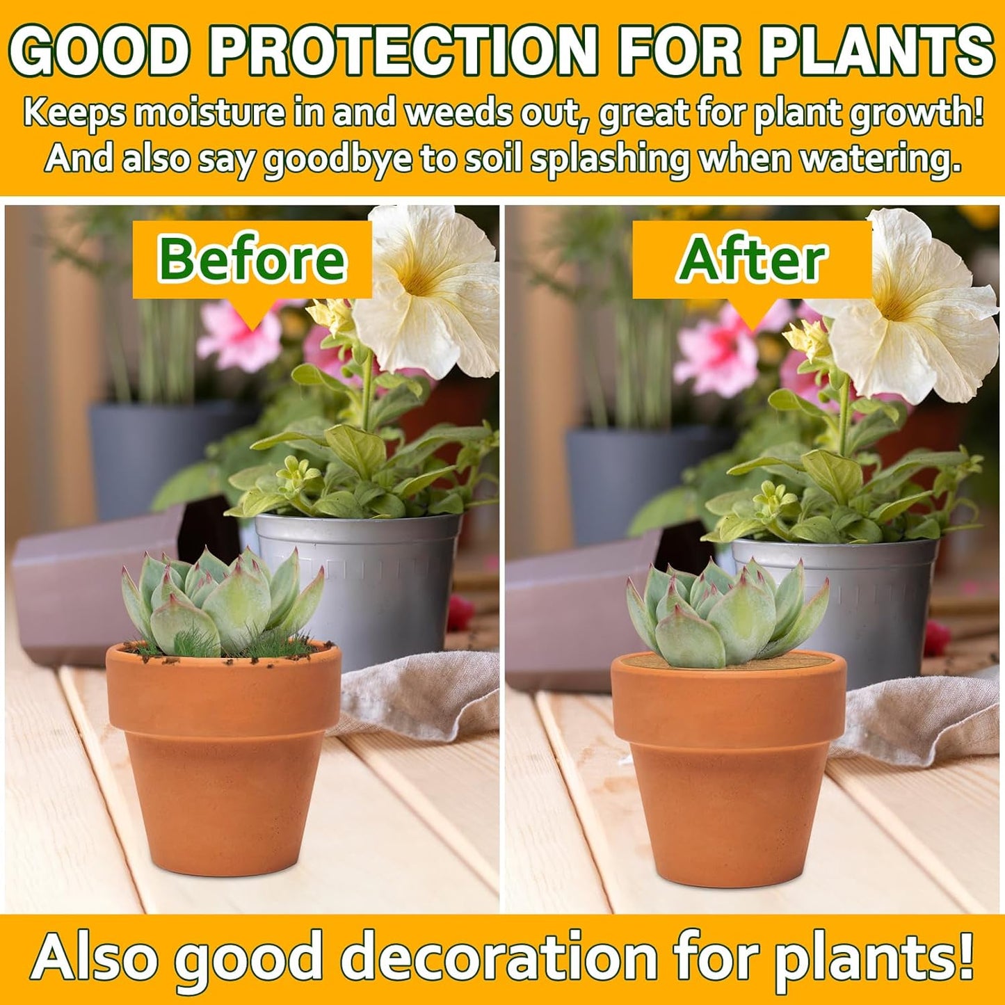 ZeeDix 10 Pack 6 Inch Coconut Fiber Mulch Ring, 100% Natural Coco Coir Tree Ring Mulch Mat Plant Protector Mat, Coconut Coir Discs Plant Pot Soil Cover for Indoor Outdoor Plants, Flower Pot Decoration