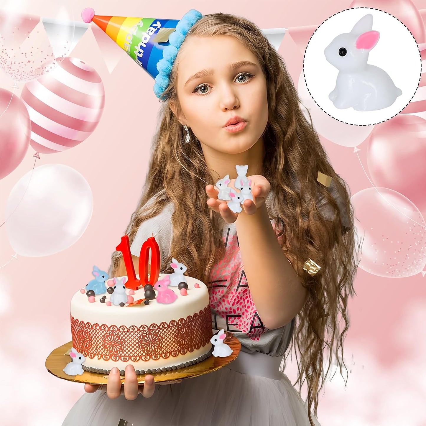 50 PCS Mini Bunny Easter Tiny Plastic Rabbits Miniature Resin Bunny Figurines for Fairy Garden Miniature Moss Landscape Decoration