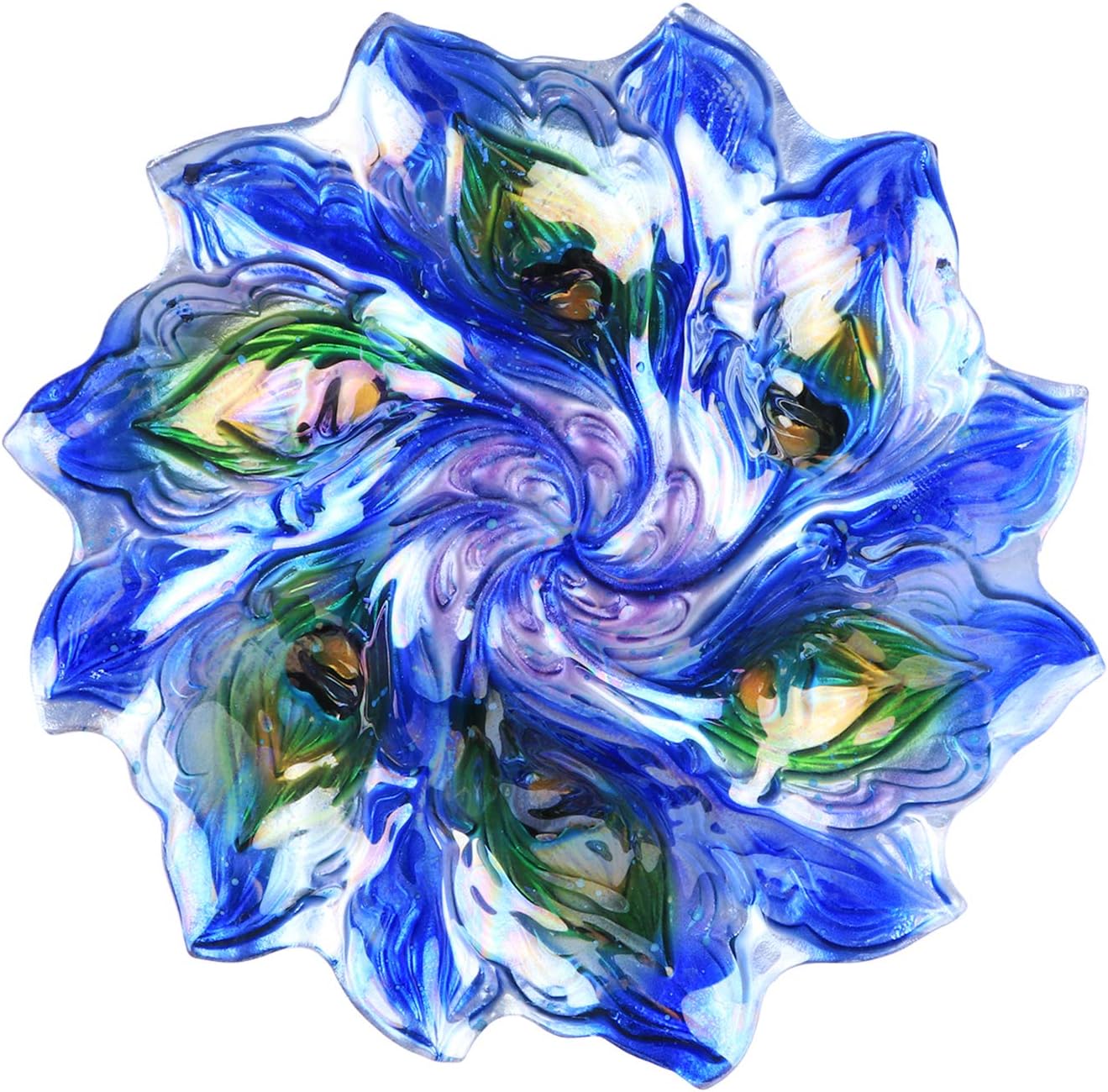 VCUTEKA Glass Bird Bath Outdoor BirdBath Bird Feeder with Metal Stake Garden Decor