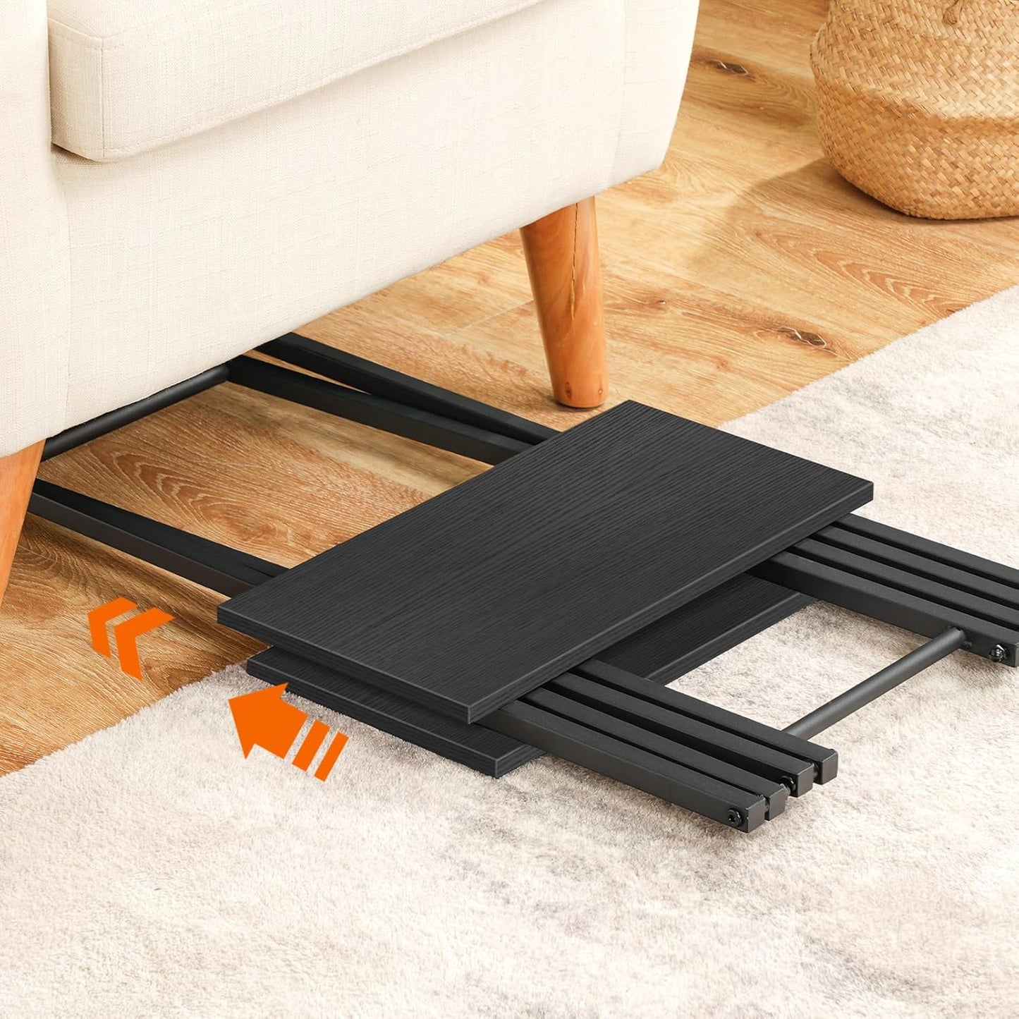 HOOBRO Folding TV Tray Table, Wooden TV Tray, Portable Sofa Side Table, Industrial Snack Table End Table for Small Spaces, Space-Saving, Easy to Install and Fold, Black BB27BZ01