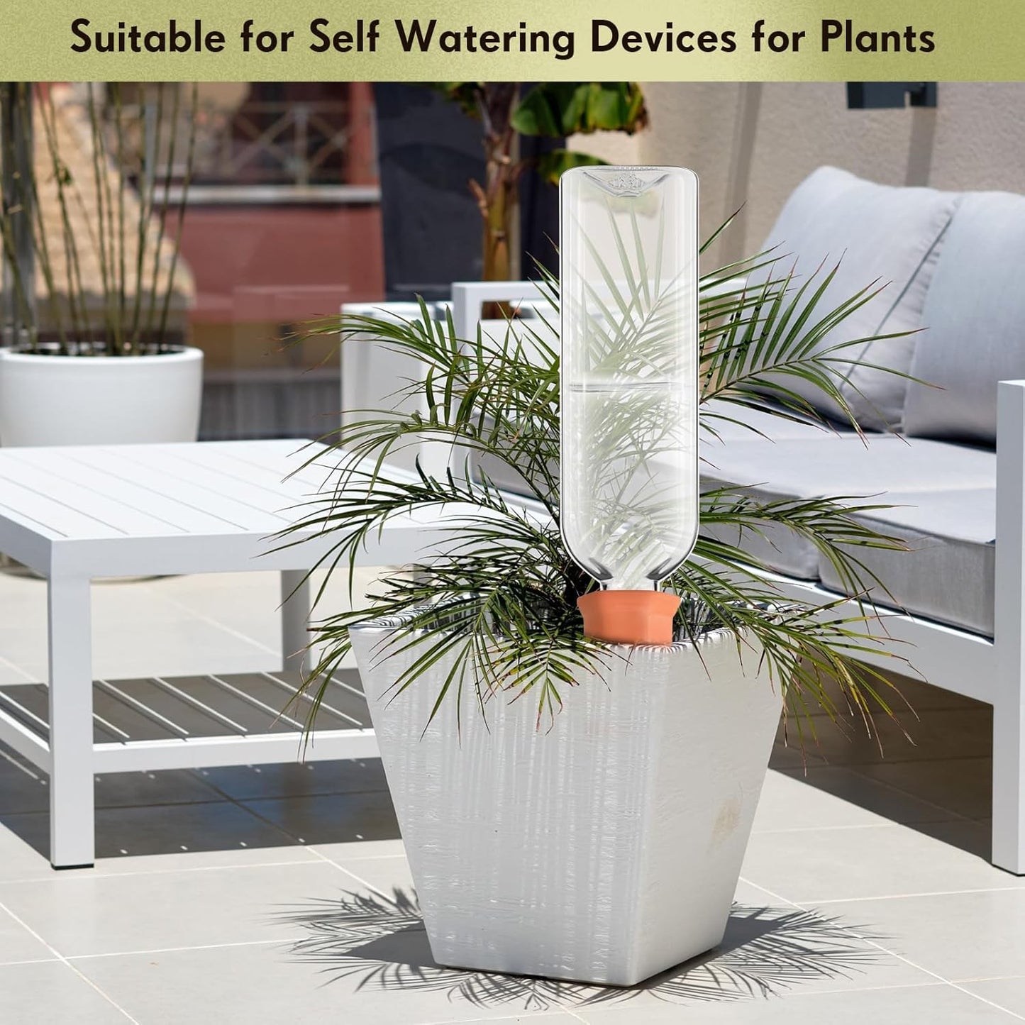 Dandat 12 Pcs 34oz Plant Watering Devices Include Terracotta Self Watering Spikes with 1000ml Plastic Bottles Slow Release Vacation Insert Automatic Plant Waterer Self Water Planter for Garden